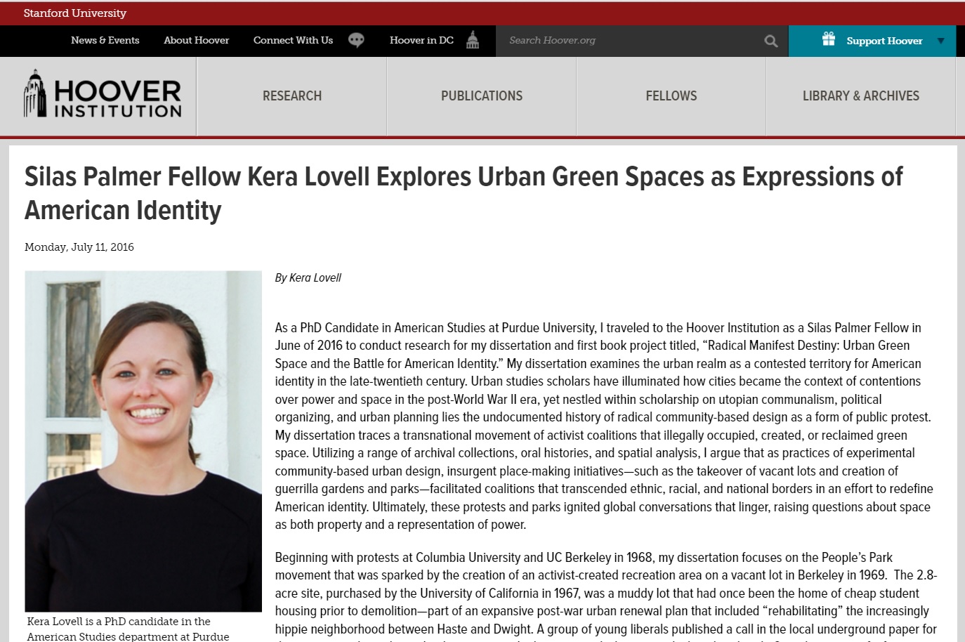 Silas Palmer Fellow Web Page